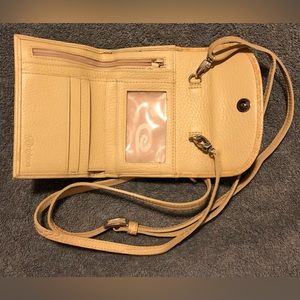 Very cute, never worn gold – yellow Brighton Crossbody wallet